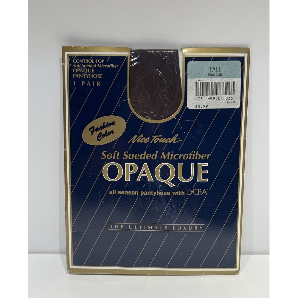 SEARS Nice Touch Opaque Soft Sueded Microfber Pantyhose Tall Chocolate Vtg NIP‎